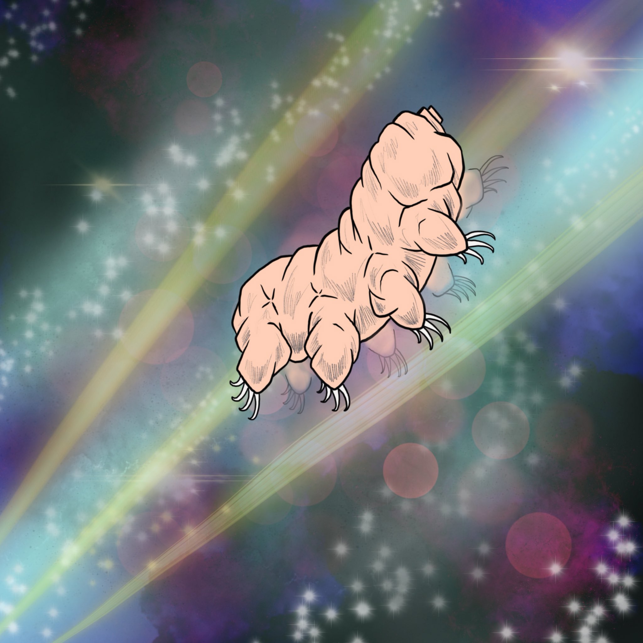 Art of Tardigrade floating in an ethereal background
