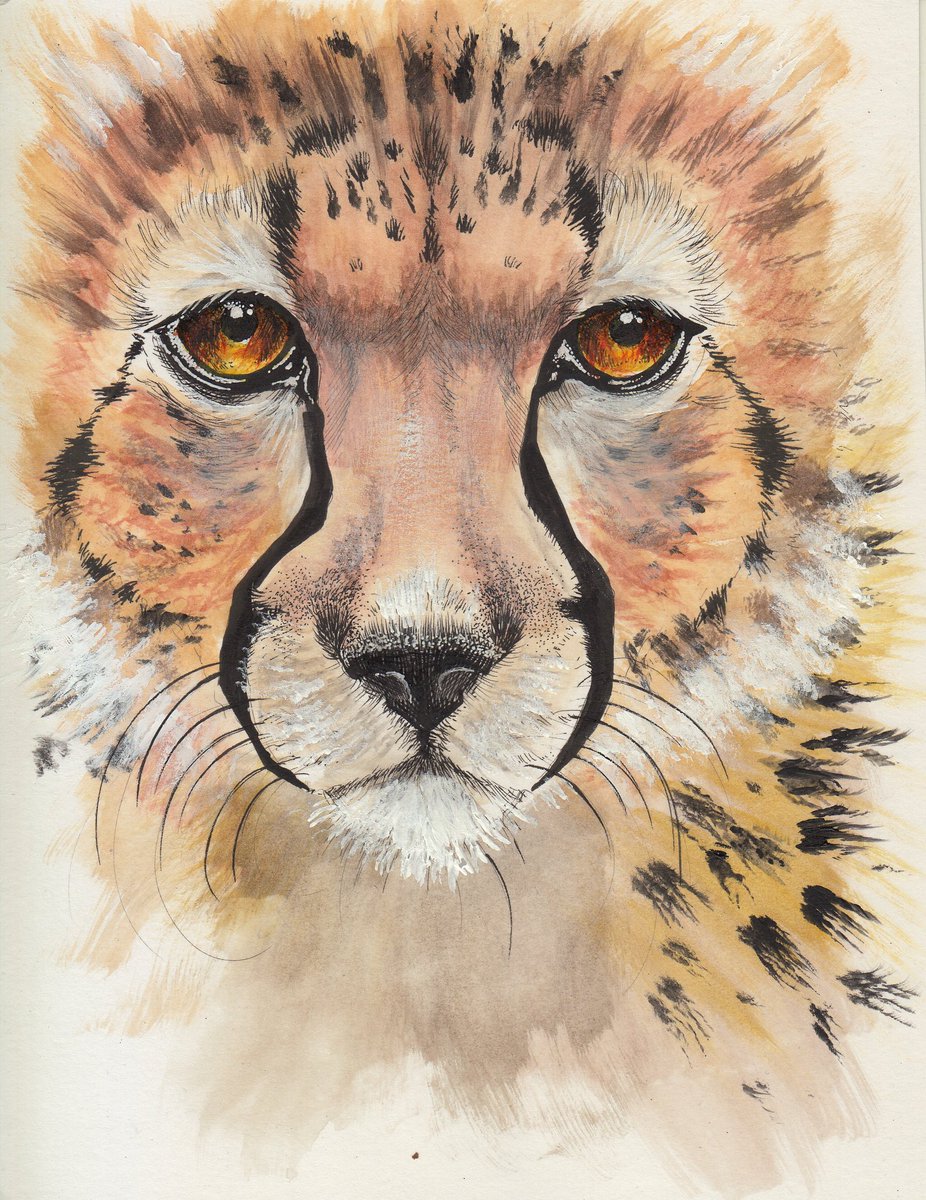 Painting of a cheetah face